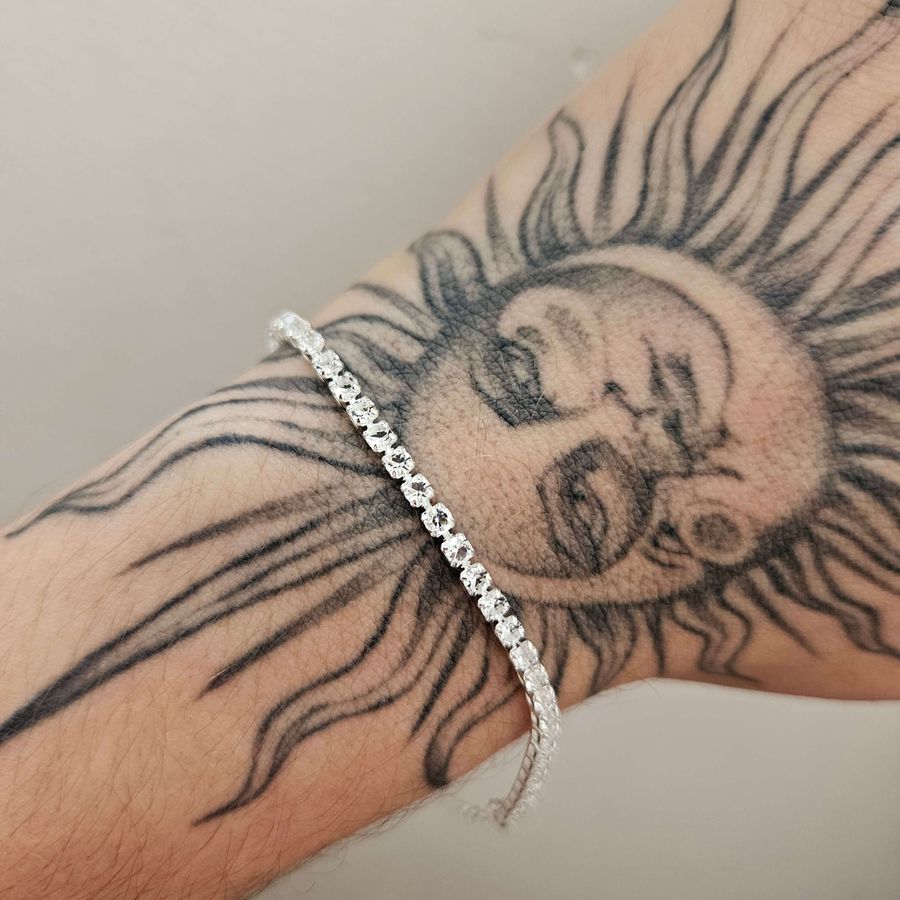 Pulseira Folheada A Prata 925 Cravejada Em Zircônia 