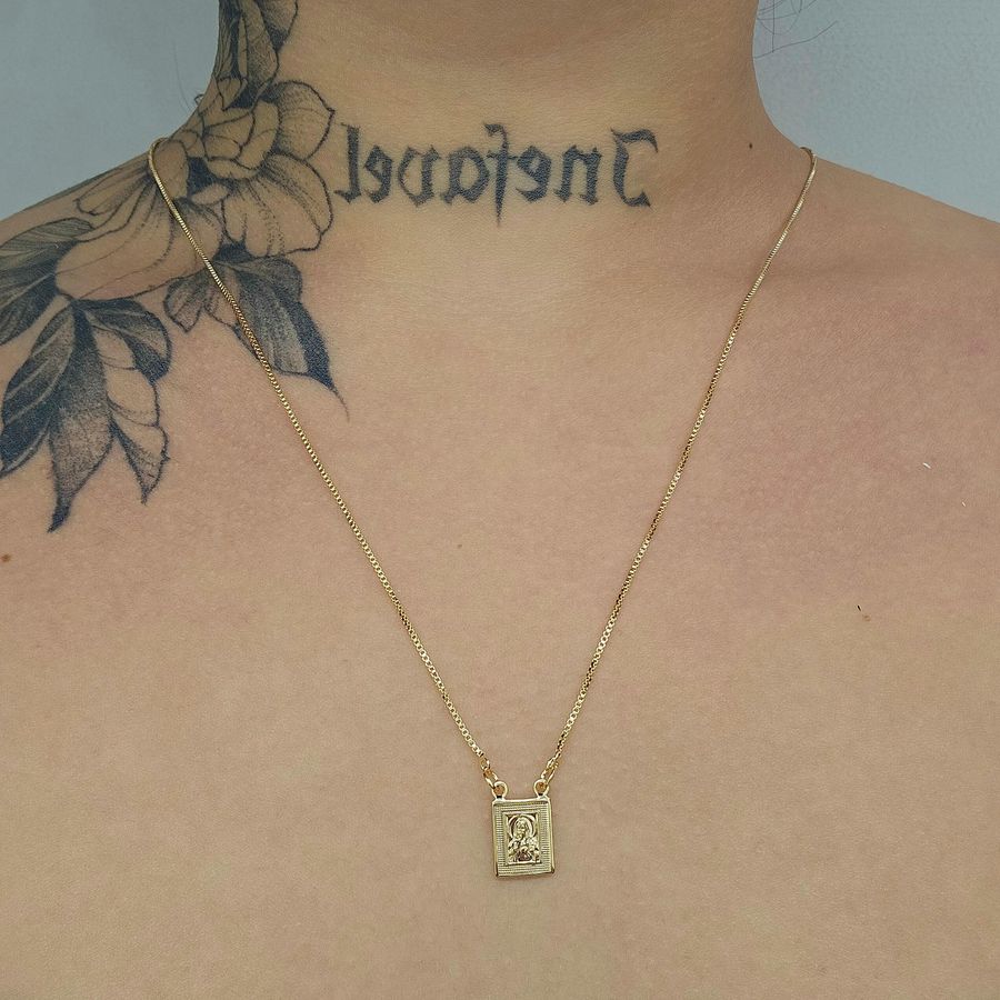 Colar Escapulário Folheado a Ouro 18K Religioso 