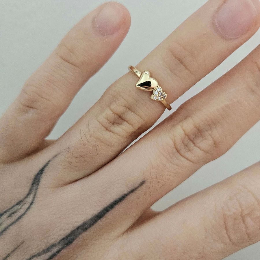 Anel Falange Cravejado Em Zircônia Coração Dourado 