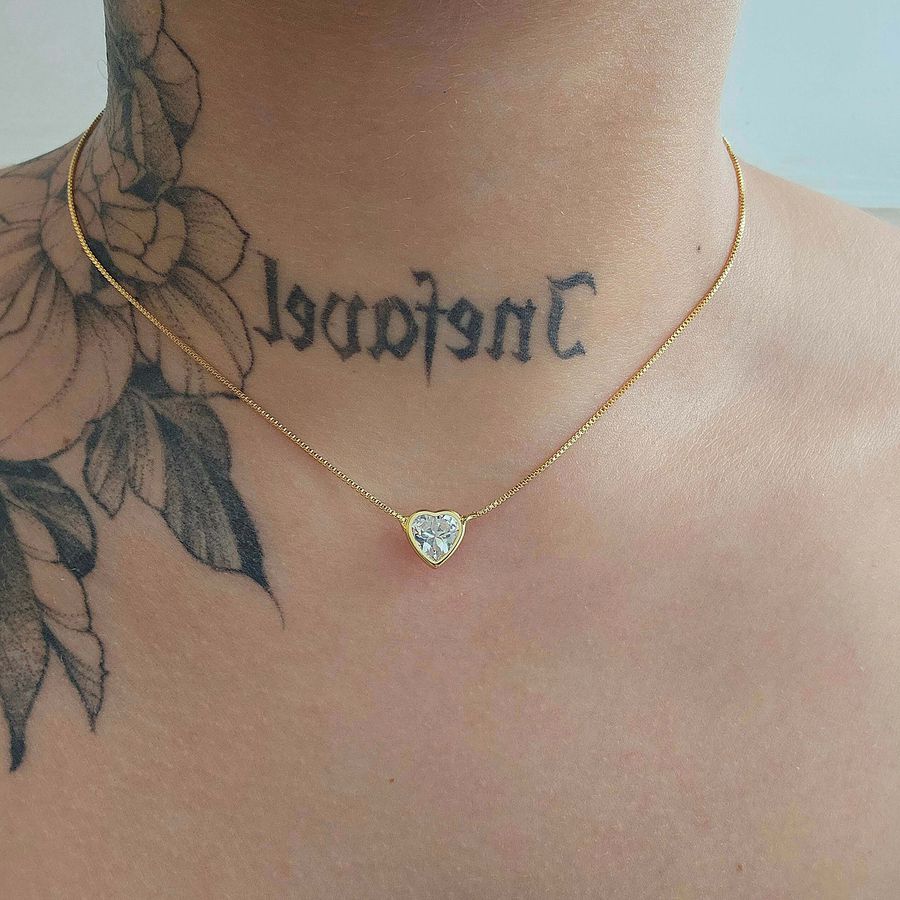 Colar Folheado a Ouro 18K Coração 