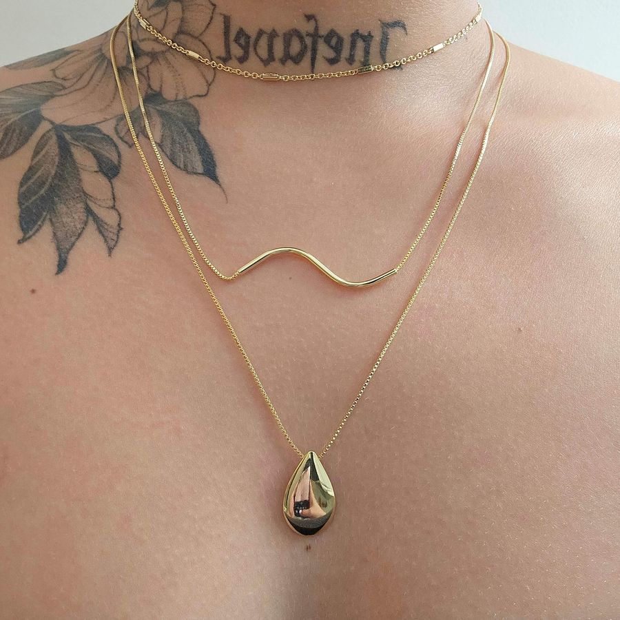 Colar Triplo Folheado a Ouro 18K Detalhado 