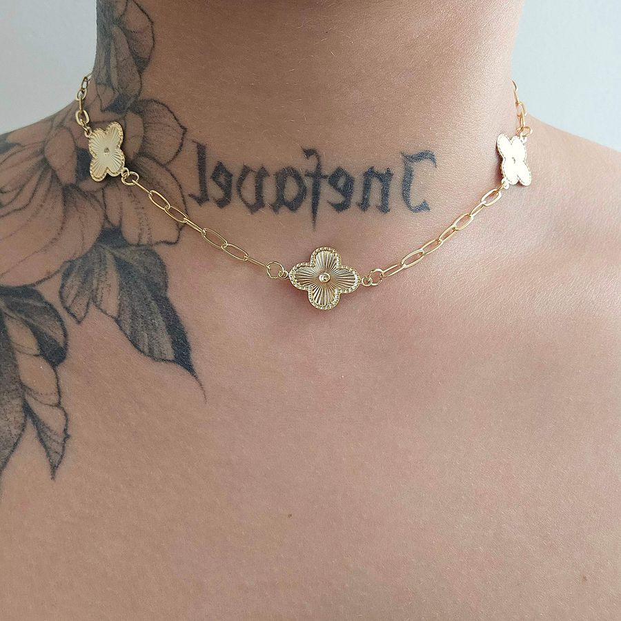 Colar Folheado a Ouro 18K Trevo 
