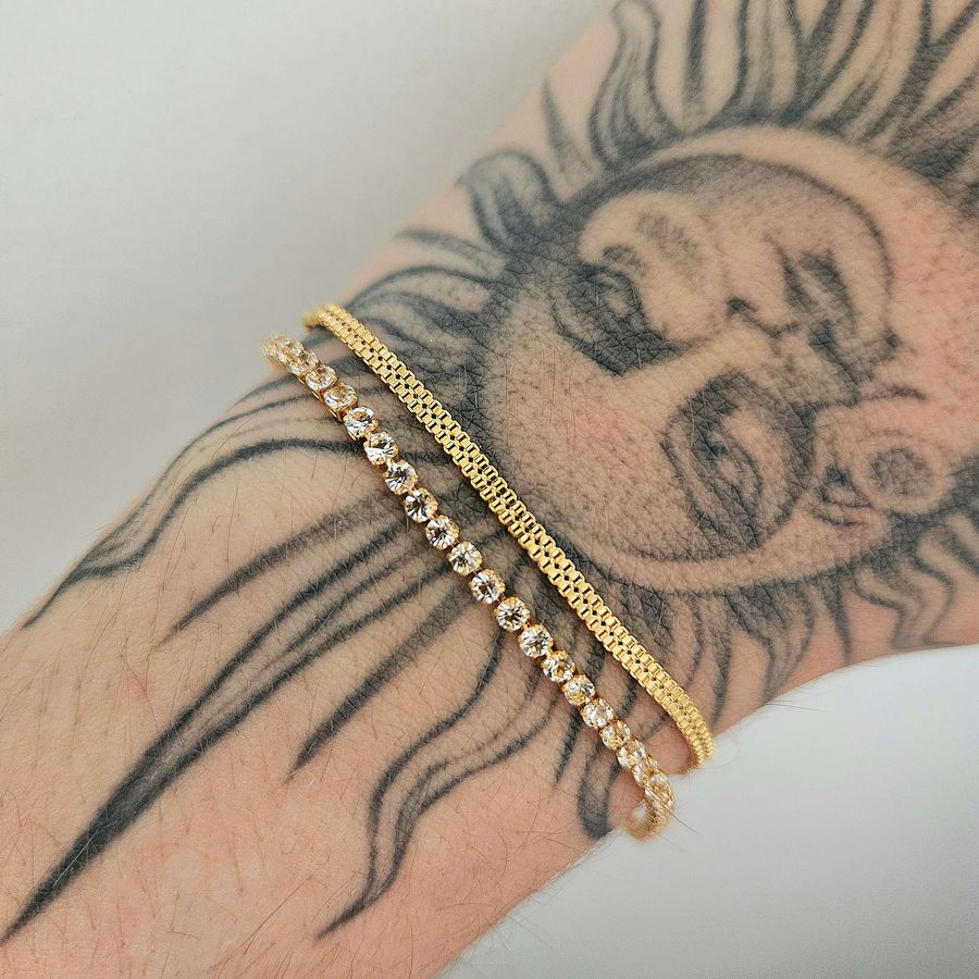 Pulseira Dupla Folheada A Ouro 18K Riviera