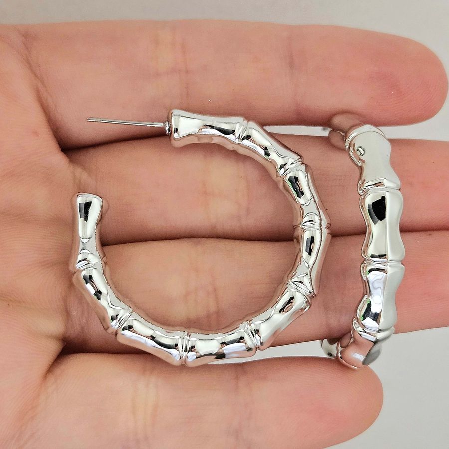 Argola Folheada a Prata 925 Detalhada 