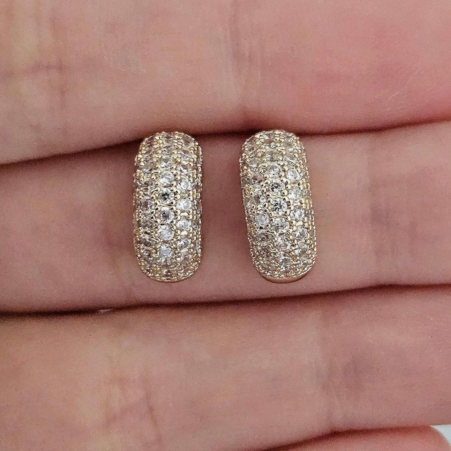 Mini Argola Com Zircônia Dourada 