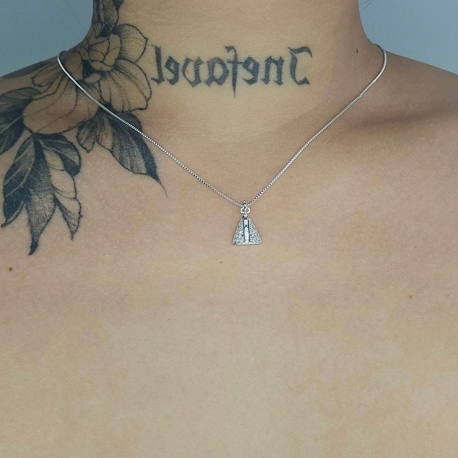 Colar Folheado a Prata 925 Com Zircônia Nossa Senhora Aparecida 