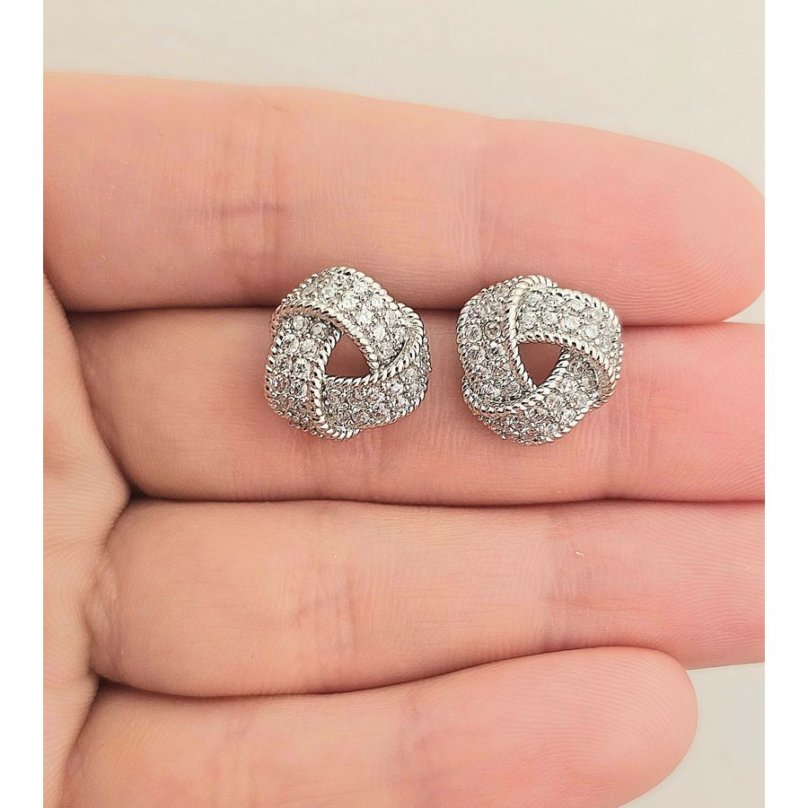 Brinco Com Zircônia Nó Prata 