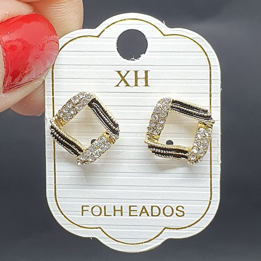 Brinco Dourado Strass