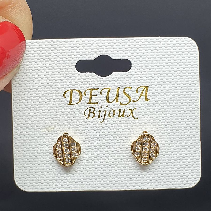 Brinco Pequeno Dourado Strass