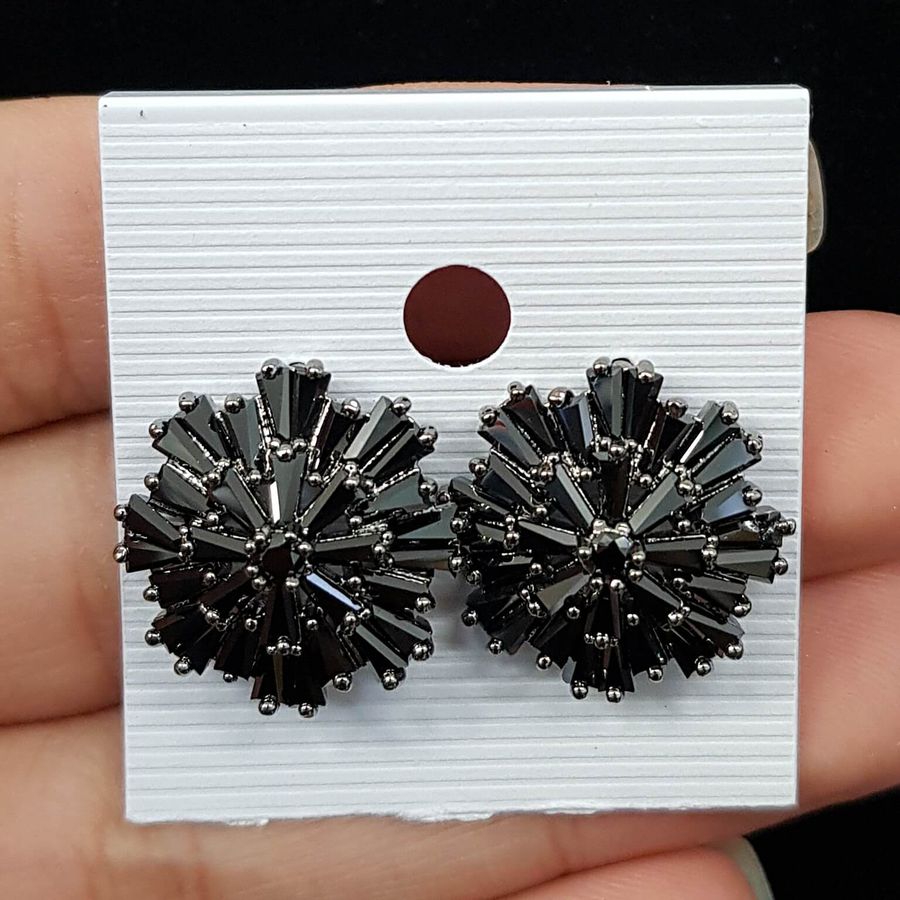 Brinco Semi Joia Ródio Negro Hematita 