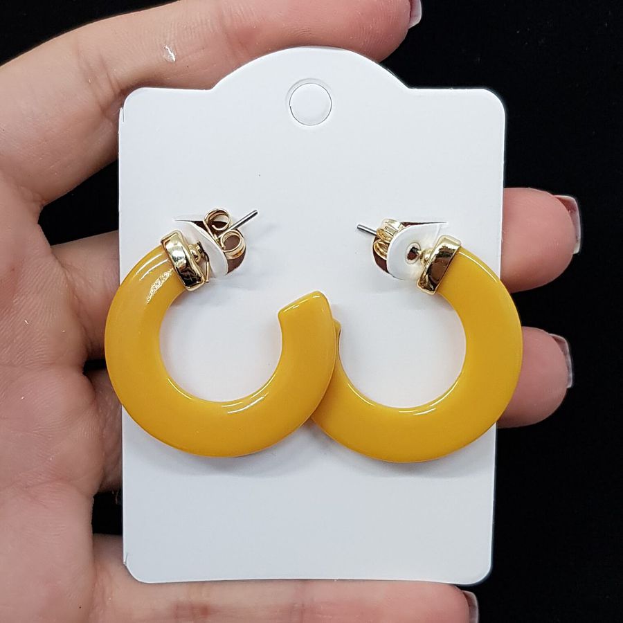 Argola Folheada Acrílica Amarelo 
