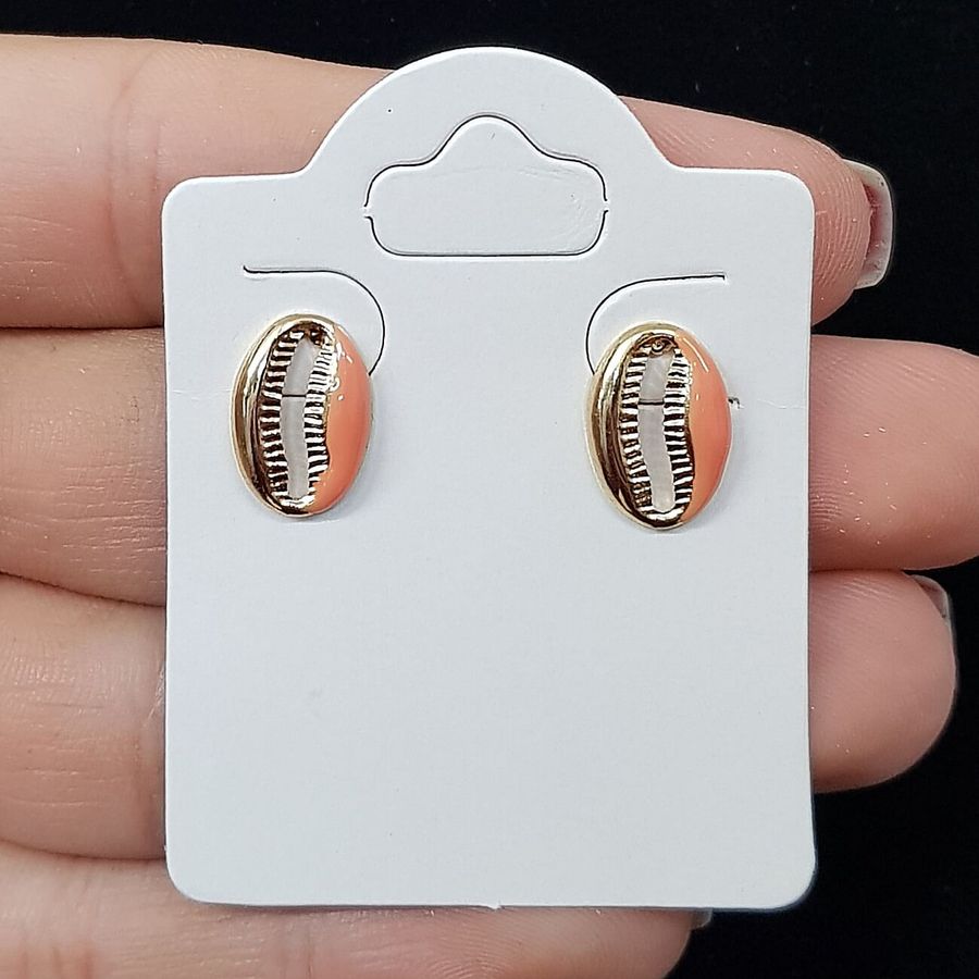 Brinco Folheado Búzios Esmaltado Laranja