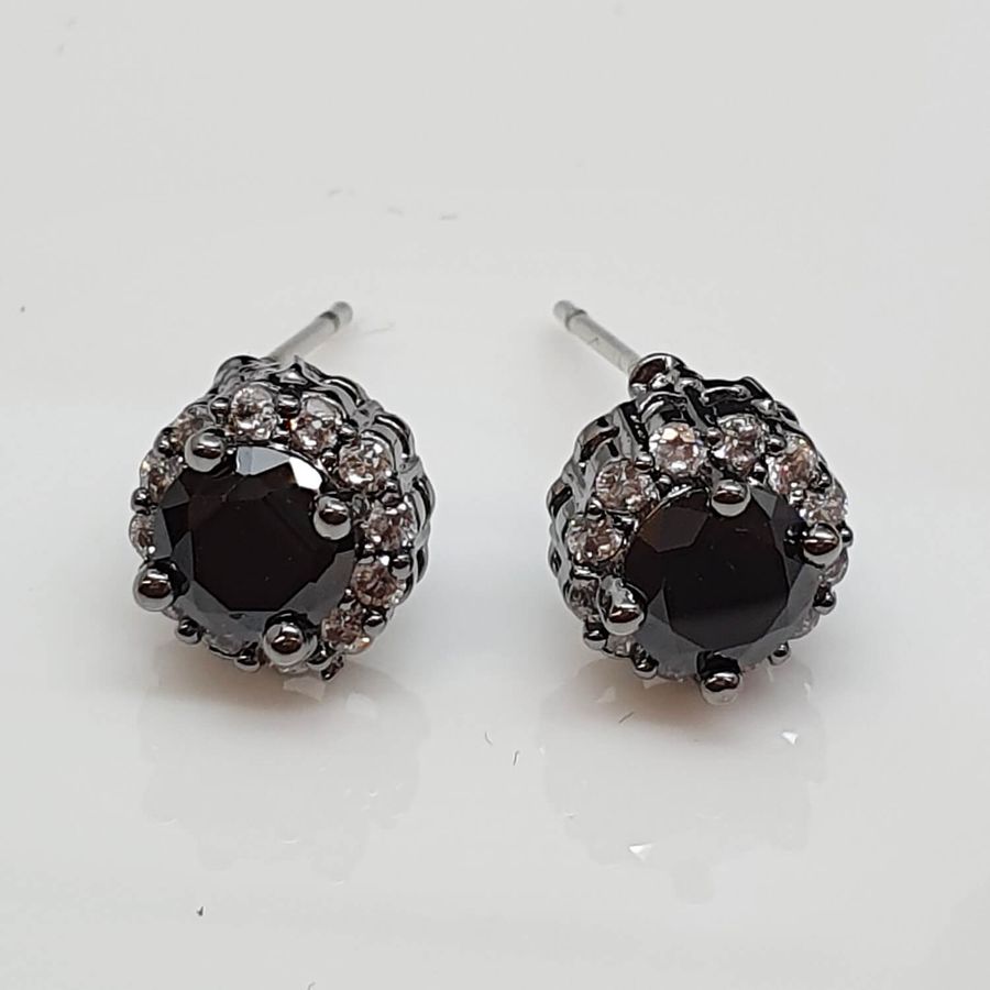 Brinco Semi Joia Ródio Negro Hematita 