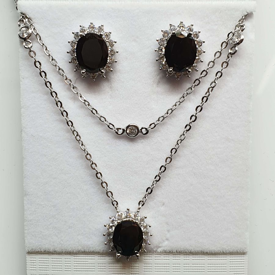 Conjunto Semi Joia Ródio Hematita 