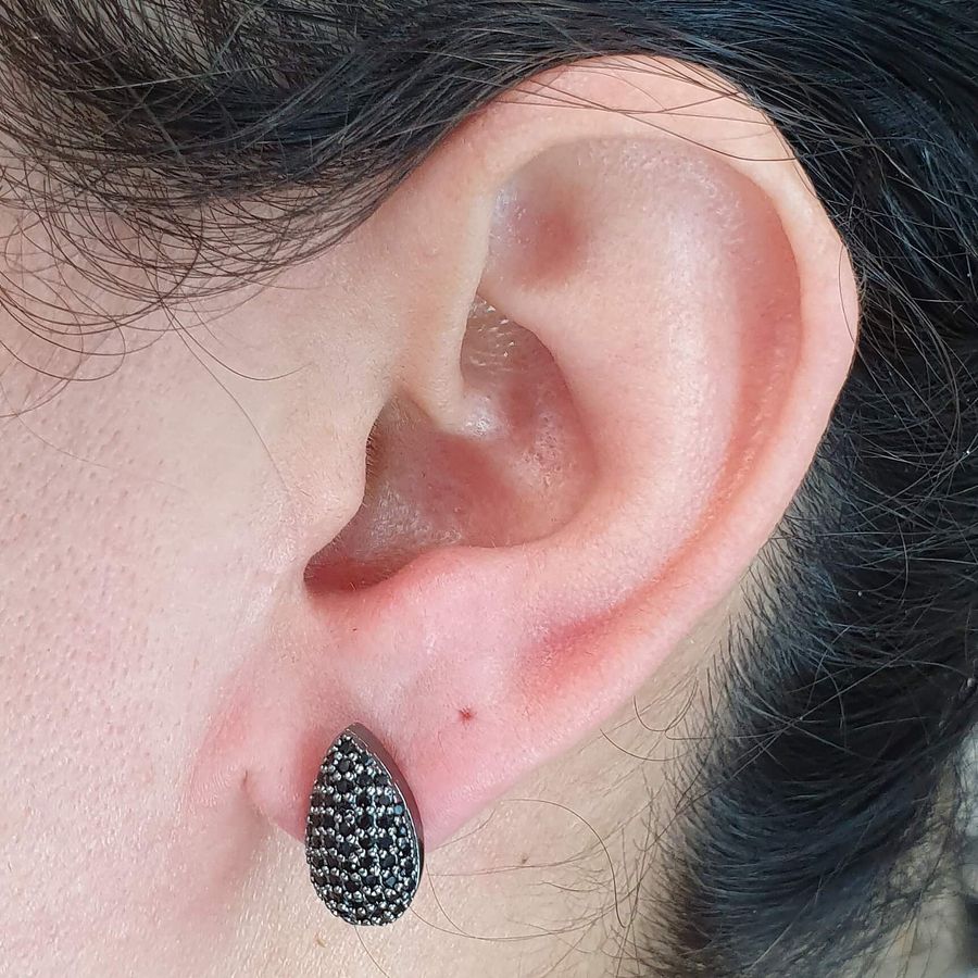 Brinco Semi Joia Ródio Negro 