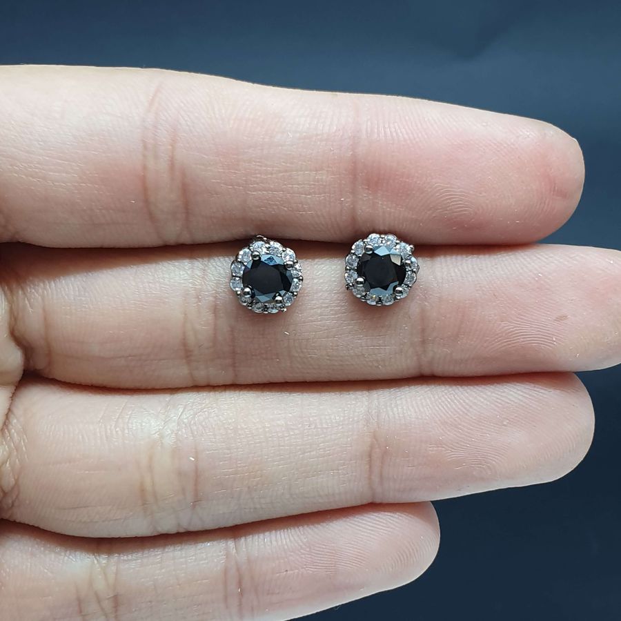 Brinco Semi Joia Ródio Negro Hematita 