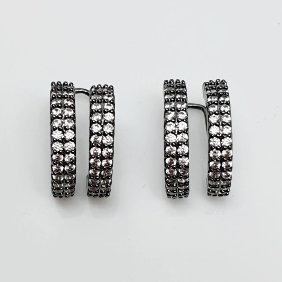 Par De Piercing Fake Semi Joia Rodio Negro