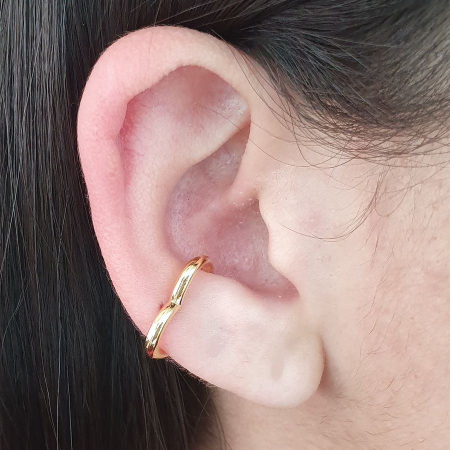 Piercing Fake Folheado Dourado Coração 