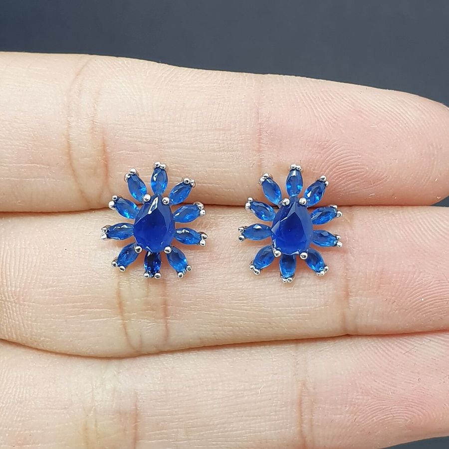 Brinco Semi Joia Ellen Ródio Azul 