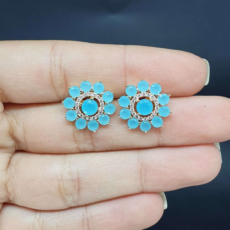 Brinco Semi Joia Isis Ouro Azul 