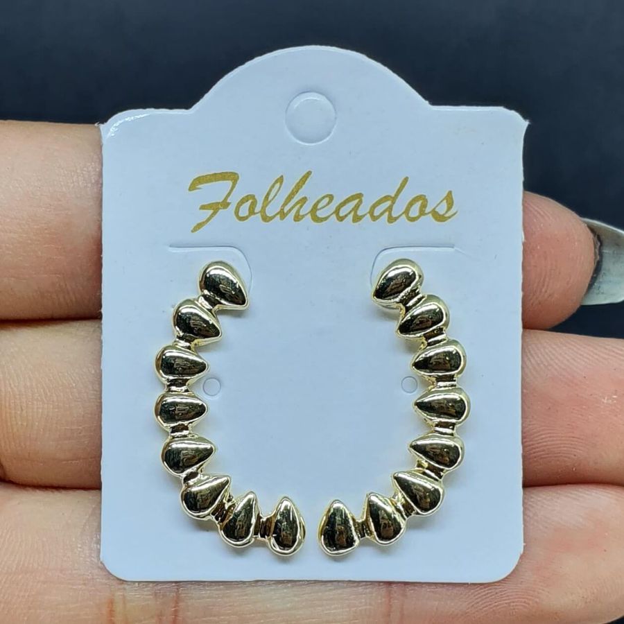 Brinco Folheado Dourado Gotas 