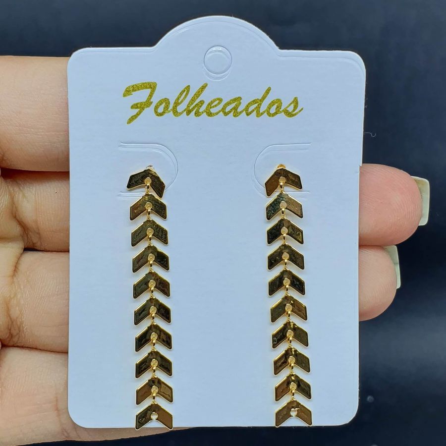 Brinco Folheado Dourado Escamas 