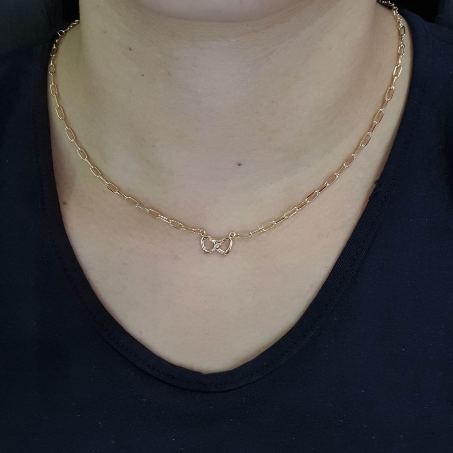 Colar Folheado Dourado Coração 