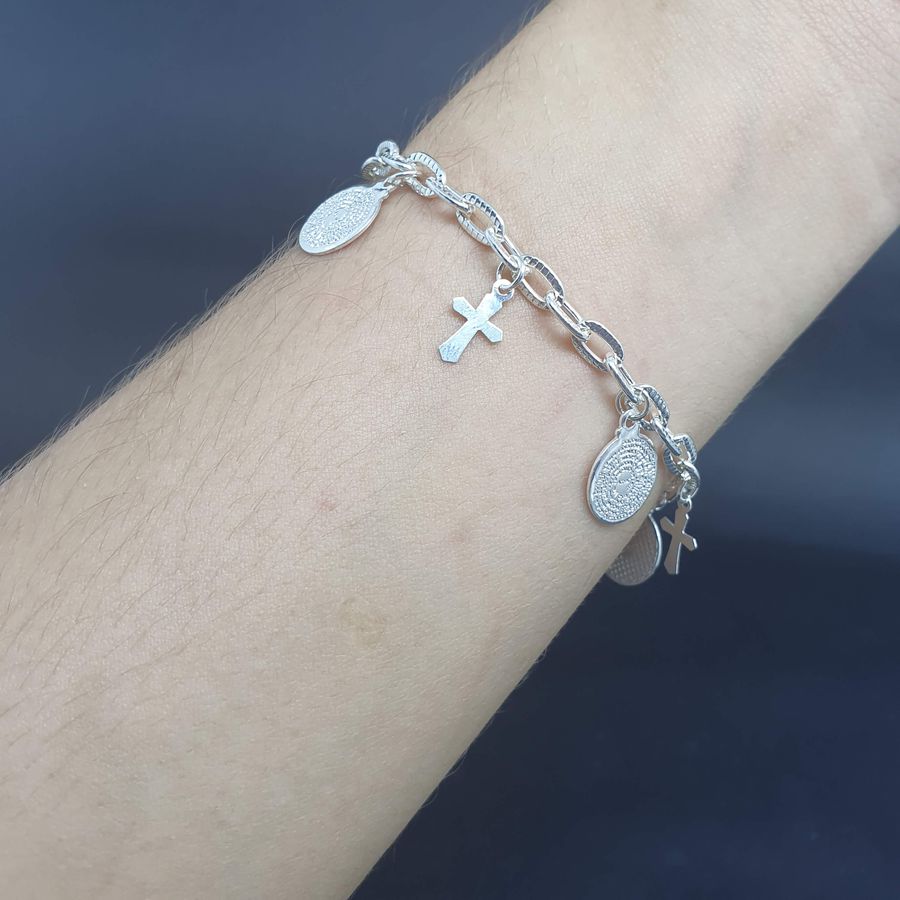 Pulseira Folheada Prata Religioso 