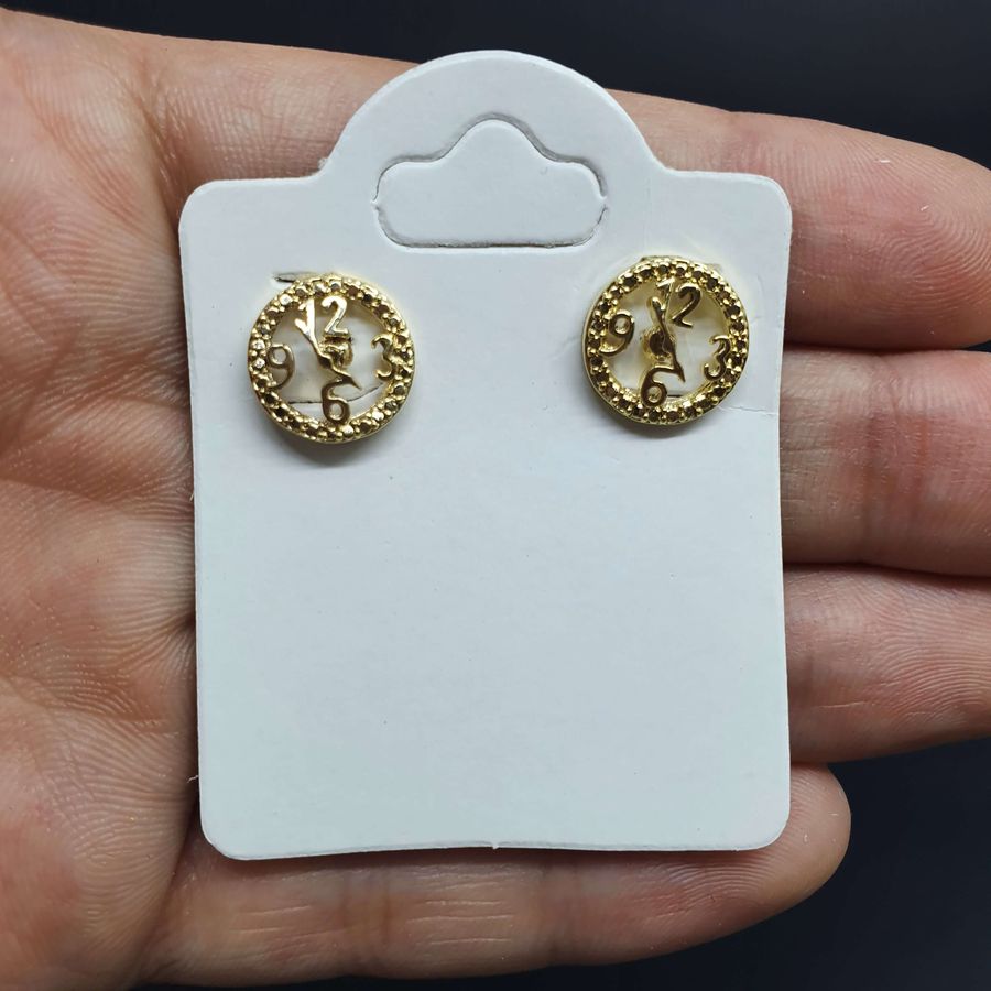 Brinco Folheado Dourado Relógio 