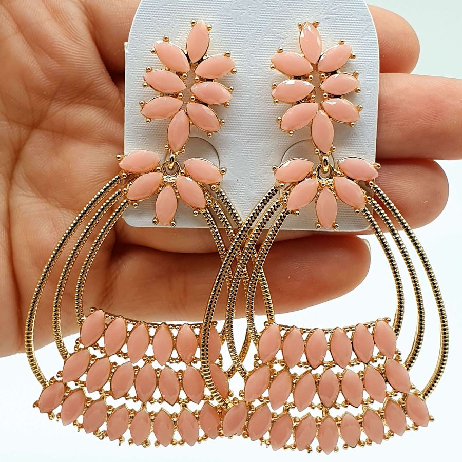 Brinco Dourado Rosa 