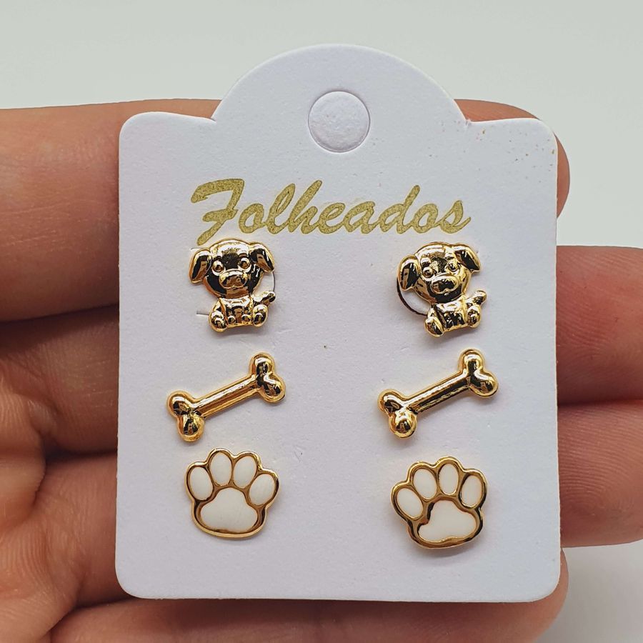 Kit De Brincos Folheados Dourado Patinha