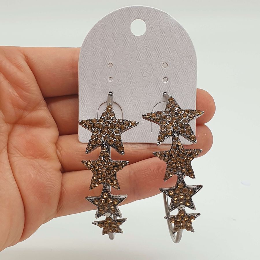 Argola Estrela Grafite Champanhe 