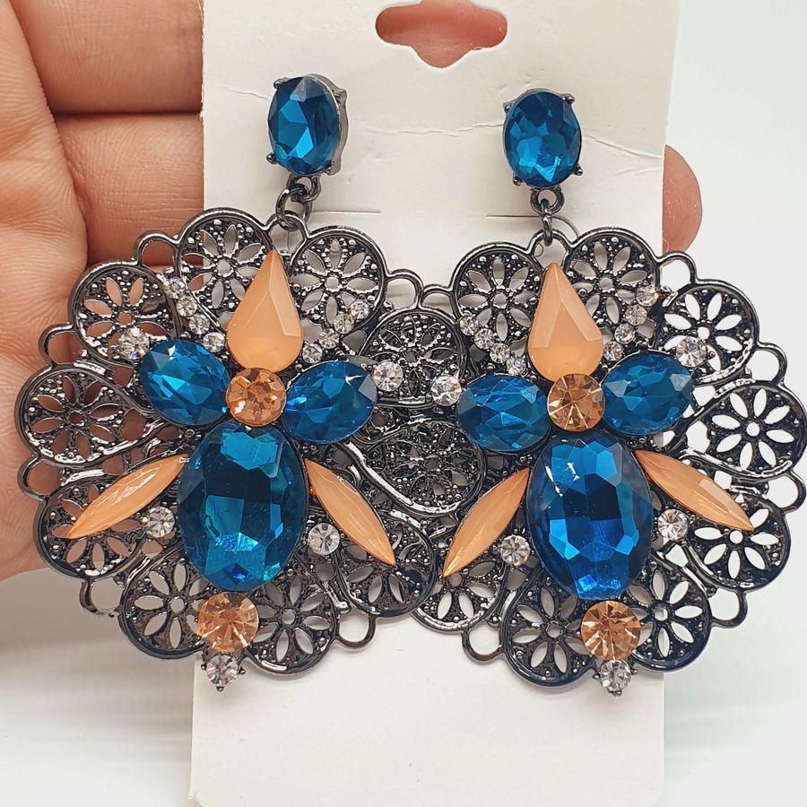 Brinco Grafite Azul Claro e Rosê 
