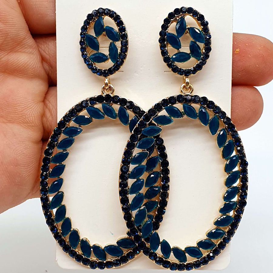 Brinco Dourado Azul Marinho 