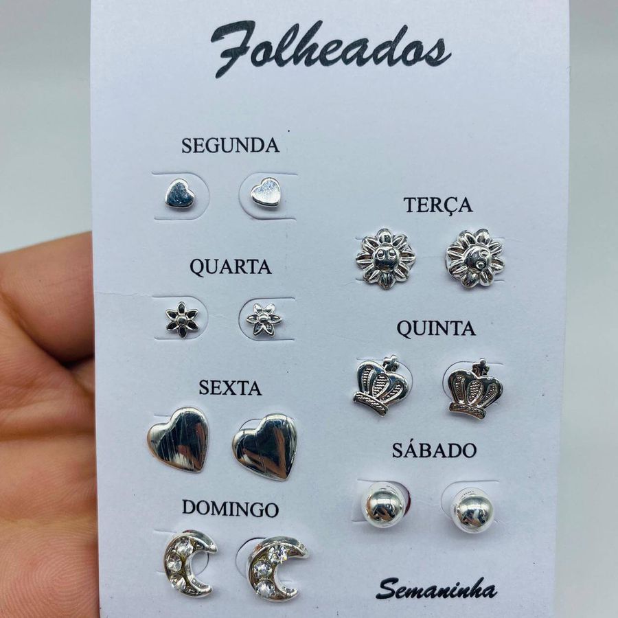 Kit De Brincos Pratas Dias Da Semana Variados 3