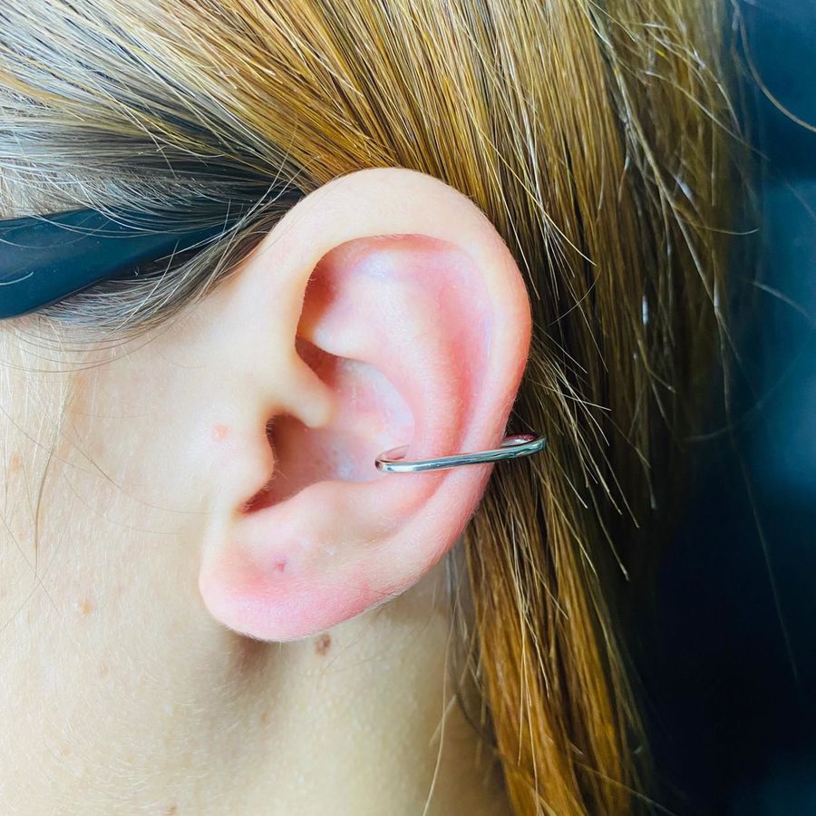Par De Piercings Fakes Liso Prata 