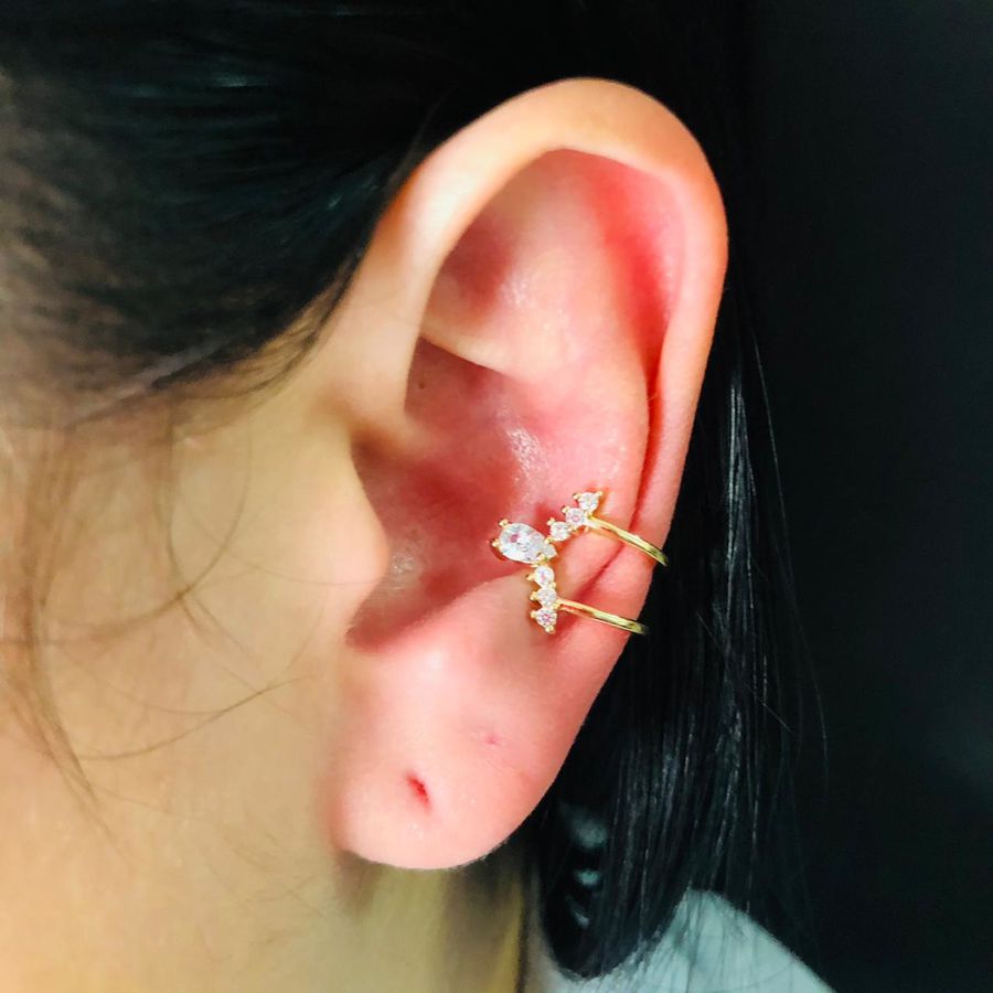 Piercing Fake Zircônia Dourado