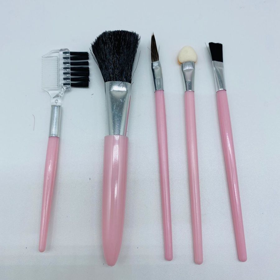 Kit Com 5 Pincéis De Maquiagem Rosa