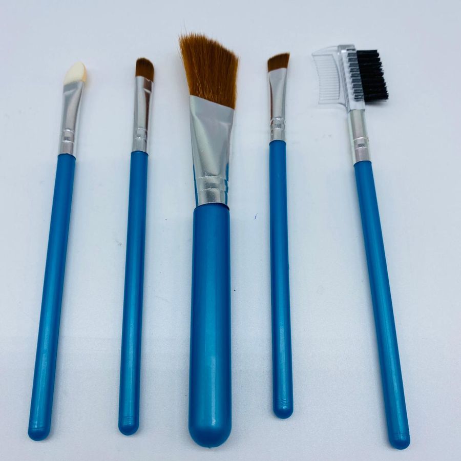 Kit Com 5 Pincéis De Maquiagem Azul 