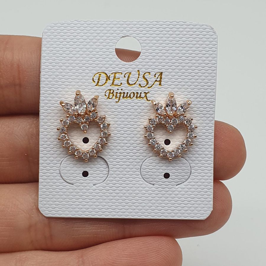 Brinco Zircônia Coração Dourado