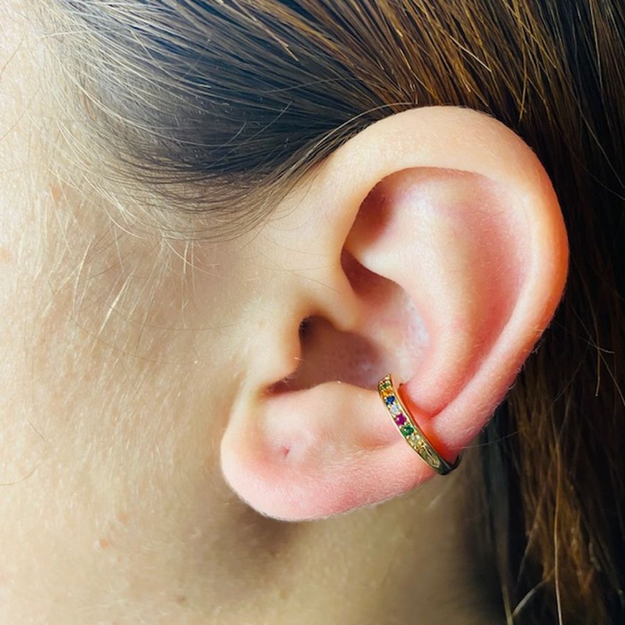 Piercing Fake (Uma Unidade) Zircônia Dourado Colorido 