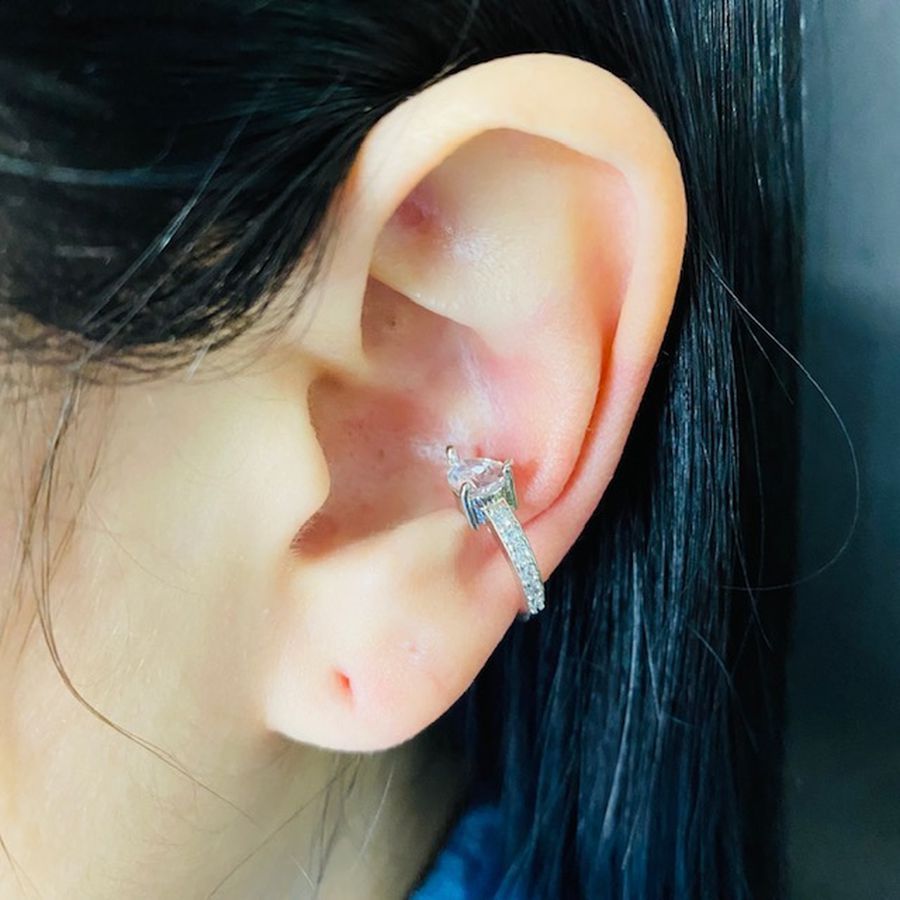 Piercing Fake (Uma Unidade) Zircônia Gota Prata 