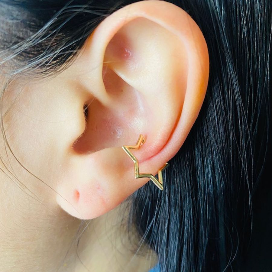 Piercing Fake (Duas Unidades) Estrela Dourado 