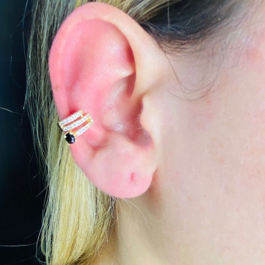 Piercing Fake Zircônia Dourado Preto 