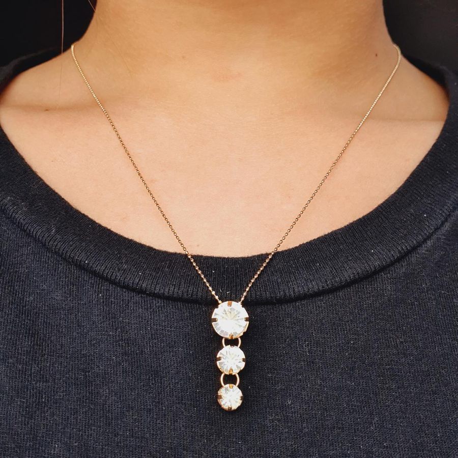 Colar Folheado a Ouro Pontos De Luz Branco 