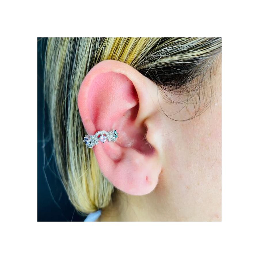 Piercing Fake Zircônia Prata Colorido 