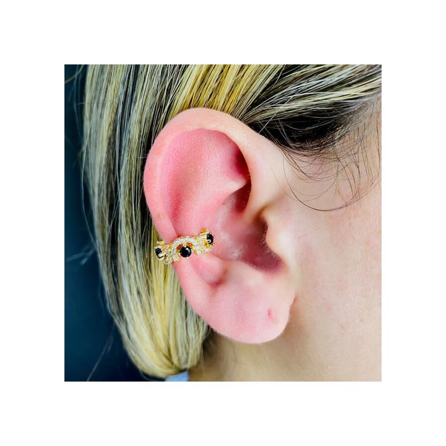 Piercing Fake Zircônia Dourado Preto 