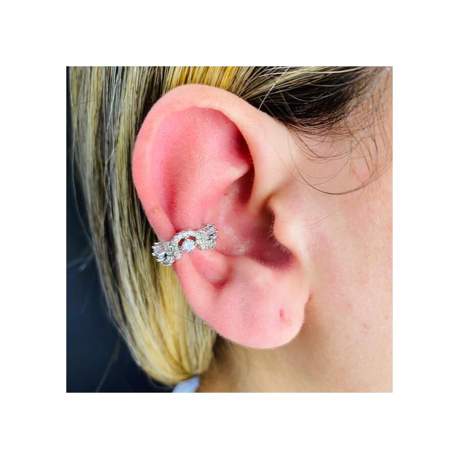 Piercing Fake Zircônia Prata Branco 
