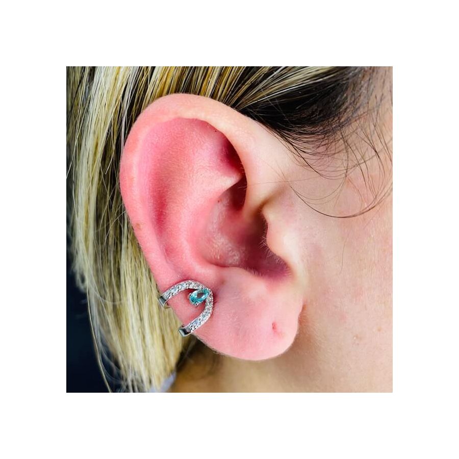 Piercing Fake Zircônia Prata Acqua 