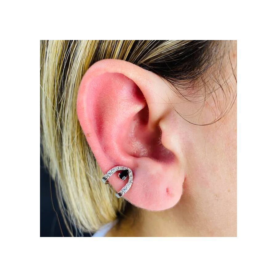 Piercing Fake Zircônia Prata Preto 